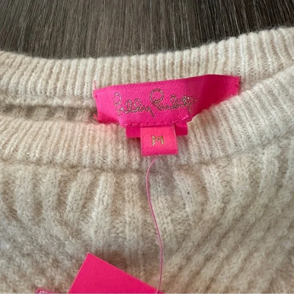 NWT Lilly Pulitzer Relaxed Fit Arienza Sweater Batwing Sleeves Cream Color Sz M - Picture 6 of 16